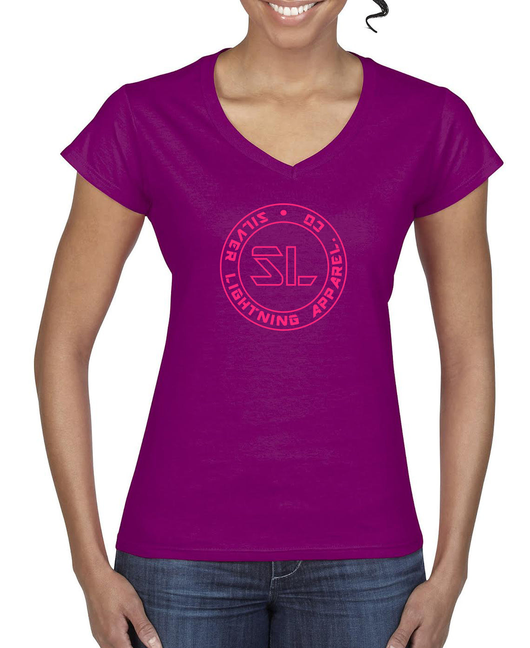 Silver Lightning Apparel Softstyle Ladies V Neck Tee