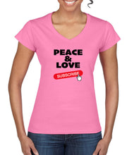 Silver Lightning Apparel Softstyle Ladies Peace and Love V Neck Tee